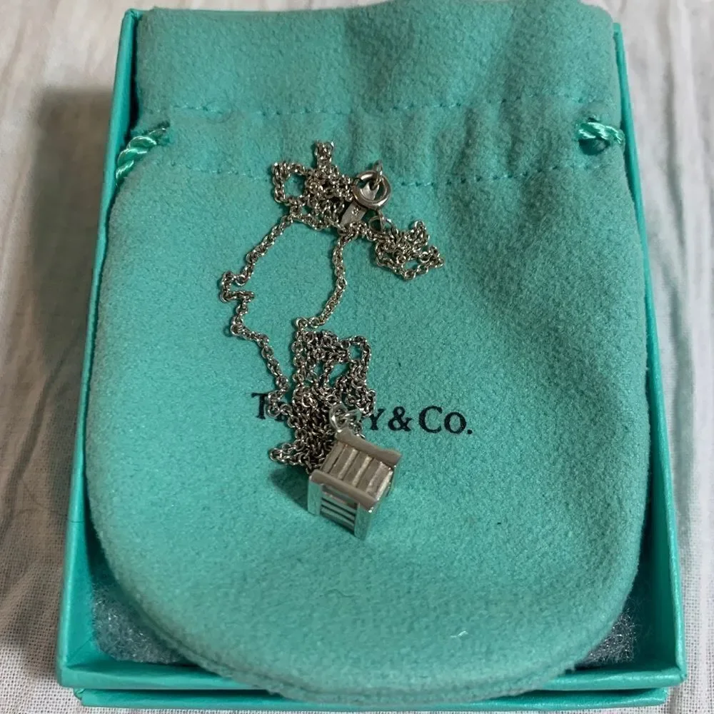 TIffany & Co. Atlas Cube Necklace - Silver